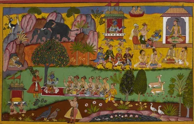 Rāma besöker Sage Agastya i Dandaka-öknen, som inbjuder honom att stanna över natten