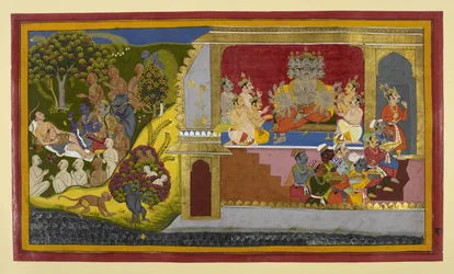 Rāvaṇa befaller att Kumbhakarṇa ska väckas; Rāma och ledarna vårdar Lakṣmaṇa