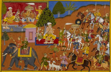 Rāvaṇa träffar vismannen Maya och gifter sig med hans dotter Mandodarī