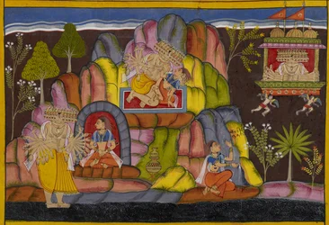 Rāvaṇa griper Vedavatī, som förbannar honom och lovar att orsaka hans undergång som Sītā