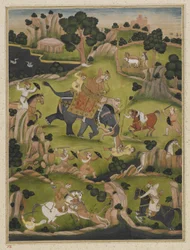 Shah Jahan jakt, fristående album folio, c.1900