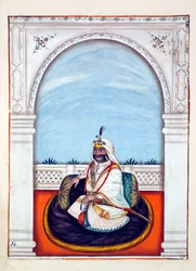 Sirdar Lehna Singh (Majithia), från The Kingdom of the Punjab, its Rulers and Chiefs, volym II, en volym med 30 akvarellstudier av en oidentifierad indisk konstnär, ca 1840 (wc på papper)