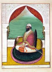 Sirdar Mangal Singh, från The Kingdom of the Punjab, its Rulers and Chiefs, volym I, en volym med 27 akvarellstudier av en oidentifierad indisk konstnär, ca 1840 (wc på papper)