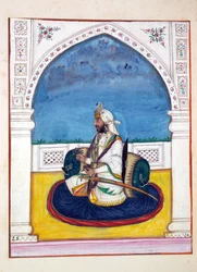 Sirdar Shamshir Singh, från The Kingdom of the Punjab, its Rulers and Chiefs, volym I, en volym med 27 akvarellstudier av en oidentifierad indisk konstnär, ca 1840 (wc på papper)