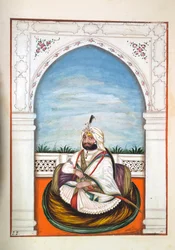 Sirdir Ajit Singh, från The Kingdom of the Punjab, its Rulers and Chiefs, volym I, en volym med 27 akvarellstudier av en oidentifierad indisk konstnär, ca 1840 (wc på papper)