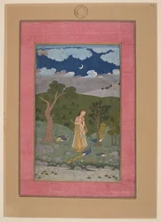 Sorath Ragini, Indien, Hyderabad, ca 1760; Johnson Album 37, nr 24 (bläck, färger  guld på papper)