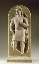 Stående ungdom eller Maitreya, Gandhara (stuckatur)