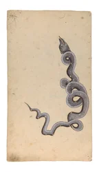The Constellation of the Dragon: al-Tinnin, 1740 (ogenomskinlig wc, bläck och guld på papper)