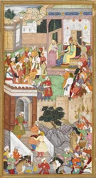 Den unge Akbar presenterad för Humayun (mogulkejsare av Indien) i Kabul