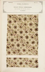 Tjockt broderat muslinprov från Madras, från The Collection of the Textile Manufacturers of India, av John Forbes Watson, publicerad 1866