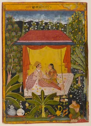 Oidentifierad sida från a Dispersed Nayika Series, c.1650-1660 (ogenomskinlig wc på papper)