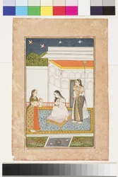 Vilaval Ragini av Hindol, ca 1745 (ogenomskinlig akvarell och guld på papper, monterad på en albumsida)