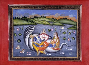 Vishnu och Lakshmi, illustration från 