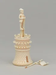 Vitt torn, schackpjäs, Indien, 1820 ca