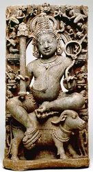 Yama, från Bhubaneswar, Odisha, 1100 AD (skifer)