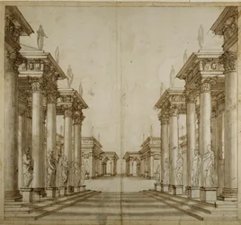 Ett romerskt atrium (penna och bläck på papper)