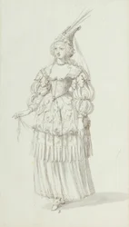 Chloris: alternativ skiss för Henrietta Maria, ca 1631 (penna och bläck på papper)