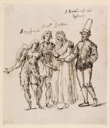 Johphiel, Merefool, Skelton och Scogan, ca 1625 (penna och bläck på papper)
