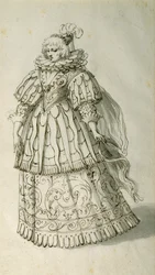 Masquer, ca 1638 (penna och bläck på papper)