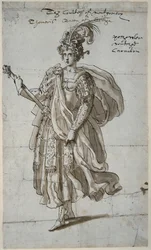 Queen Tomyris of the Massagetai, ca 1609 (penna och bläck på papper)