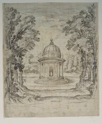 Apollontemplet (penna och bläck på papper)