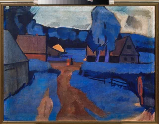 Blått landskap - Målning av Iosiph (Iosif) Solomonovich Shkolnik (1883-1926), olja på duk, cirka 1910 - Rysk konst, 1900-talet, avantgarde - Privat samling