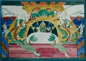 Scenografi för teaterpjäsen Tsar Maksemyan av A. Remizov, 1909