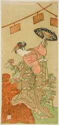 The Actor Iwai Hanshiro IV as Otatsu-gitsune in the Play Nue no Mori Ichiyo no Mato, Performed at the Nakamura Theater in the Eleventh Month, 1770
