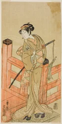 Skådespelaren Nakamura Matsue I som Tsuchiya Umegawa förklädd till den kvinnliga sumobrottaren Oyodo (?) i pjäsen Naniwa no Onna-zumo (?), framförd på Nakamura Theatre (?) i sjätte månaden, 1770 (?)