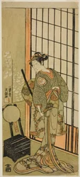 Skådespelaren Segawa Kikunojo II som prinsessan Hitomaru (Hitormaru Hime) (?) i pjäsen Soga Moyo Aigo no Wakamatsu (?), framförd på Nakamura Theatre (?) under den första månaden, 1769 (?)