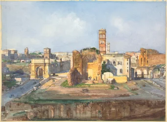 Titusbågen och Venustemplet och Rom nära Forum Romanum