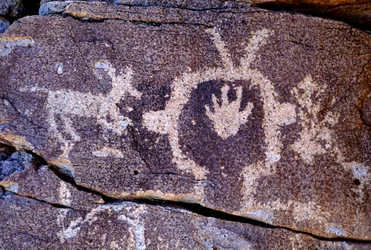 Anasazi Petroglyph (hällristning) ristningar i New Mexico.