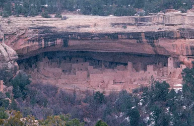 Cliff Palace i Mesa Verde nationalpark, som ligger i det sydvästra hörnet av...