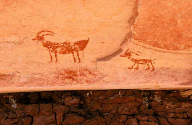Klippkonst av Anasazi och andra pueblo-bosatta tidiga invånare i Four Co...