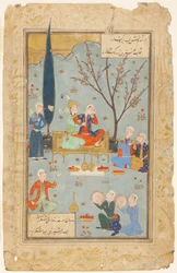 Khosrow och Shirin i en trädgård, en scen ur Nizamis Khamsa
