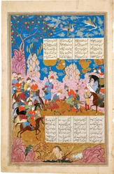 The Slaying of Siyawush Manuskriptbelysning från det episka Shahname av Ferdowsi