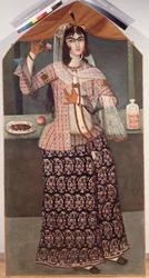 Kvinna som håller en ros, tidigt 1800-tal.