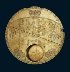 Islamisk världskarta med Mecka som centrum, safaviddynastin, från Isfahan