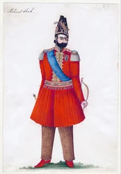 Mohammad Shah Qajar (1808-1848), kung av Persien - iransk mästare - 1835 - Gouache på papper - 24,2x16,5 - Privat samling