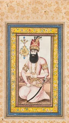 Porträtt av Nadir Shah, en av ett par med Karim Khan Zand, Qajar Iran