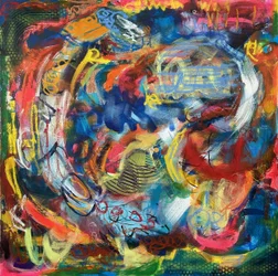 Livfull och dynamisk abstrakt konst