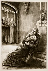 Death of St. Columba, från The Trias Thaumaturga, eller Three Wonder-Working Saints of Ireland, av Mary Cusack (1829-99) publicerad ca 1890-talet