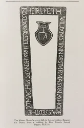 Tryck från en gravhäll för en mästarmurare i det gamla klostret, Bangor, County Down, daterad 1626
