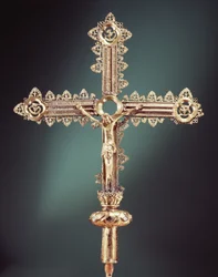 Processionskors, Ballymacasey, County Kerry, 1479 (förgylld silver)