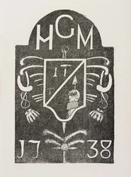Avgnidning av en hörnsten med frimurarsymboler, daterad 1738