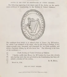 Sigillet för Society of United Irishmen i Belfast, ca 1792 (gravyr)
