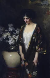 Brun kimono (porträtt av Kathryn Beta la Forque)
