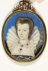 En dam traditionellt identifierad som Elizabeth Brygge, Lady Kennedy (akvarell på veläng)