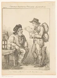 Två män på en bypub i Derbyshire Karaktärer i en bys alehouse (originaltitel) Genrescener från olika delar av England och Wales (serietitel) Excentriska utflykter eller litterära och bildskisser av ansikte, karaktär och