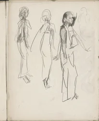 Tre stående indiska figurer
